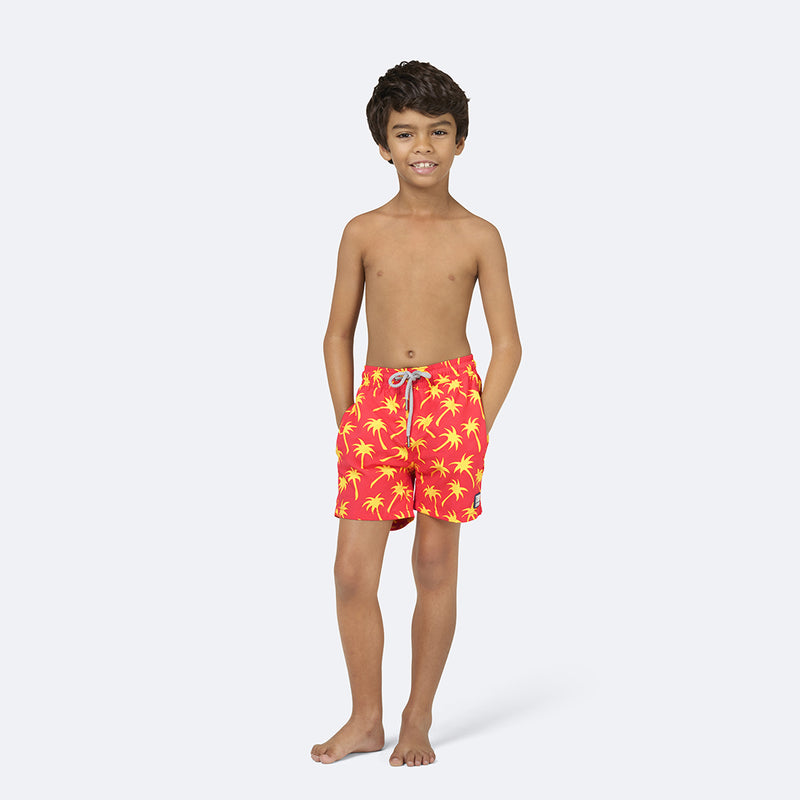 Boys Swim Shorts Coral Lime Palms Tom Teddy