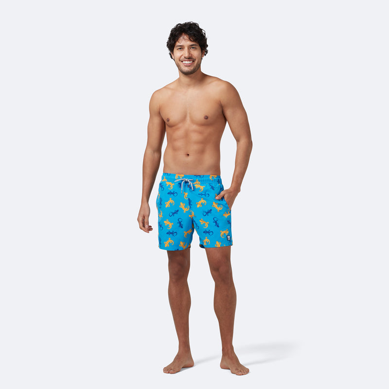 Tom & Teddy Men's Gecko Swim Trunks, Orange, X-Large