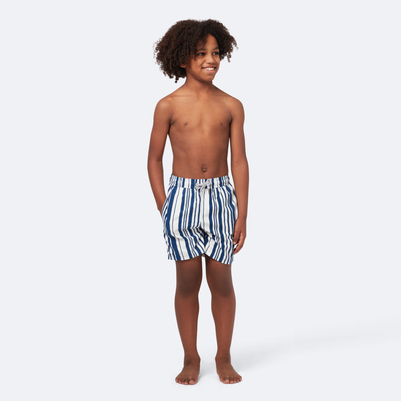 Sunuva - Teen Boys Navy Blue Striped Swim Shorts