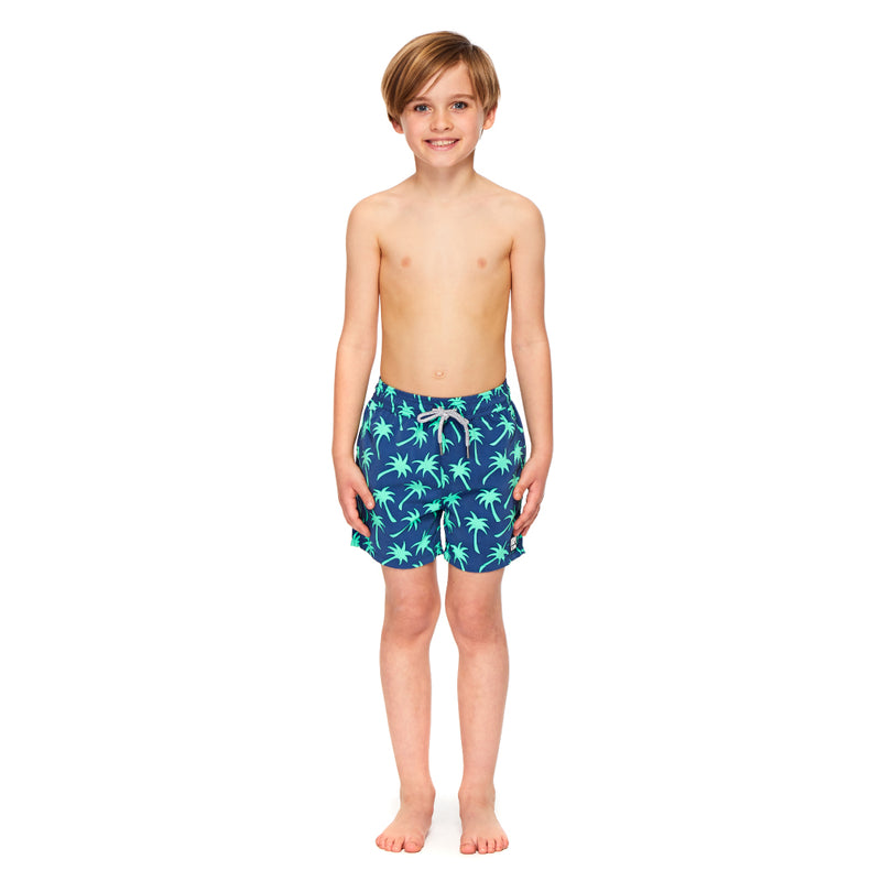 Kids Beige Palm Swim Shorts