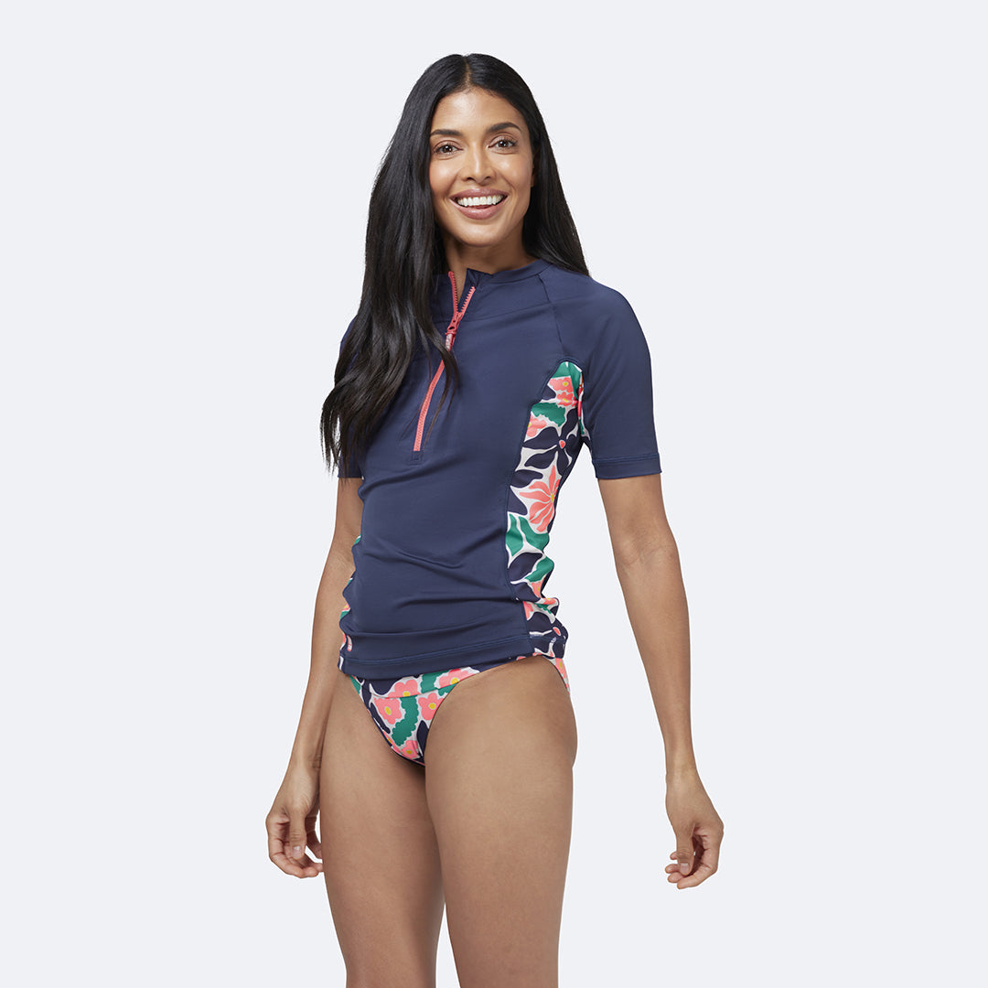 Womens Swimsuits Rash Guard Set Long Sleeve Zipper Costa Rica
