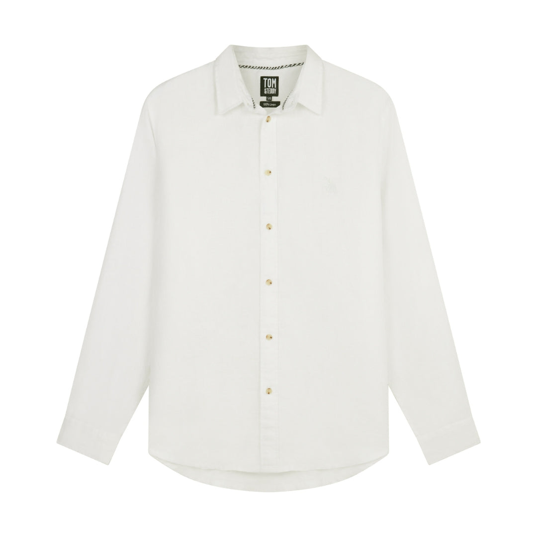 Tom & Teddy Men's Linen Shirt, White, X-Large Tom & Teddy Men's Linen Shirt, White, X-Large