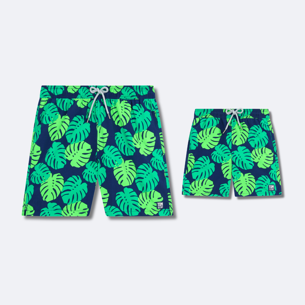 Deep Cobalt & Green Monstera Set