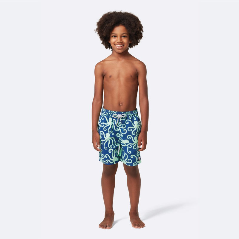 Boys Swim Shorts | Navy & Mint Octopus | Tom & Teddy