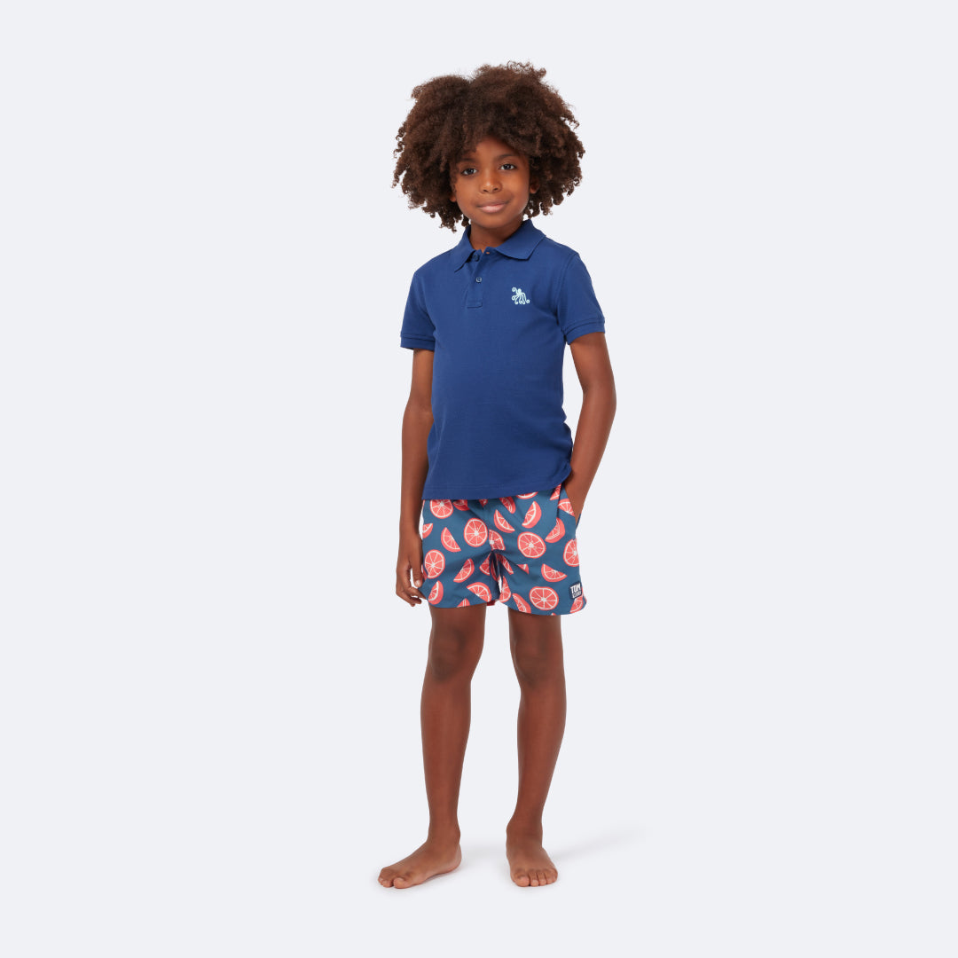 Father & Son Matching Swim Shorts | Blue & Rouge Citrus Set | Tom & Teddy