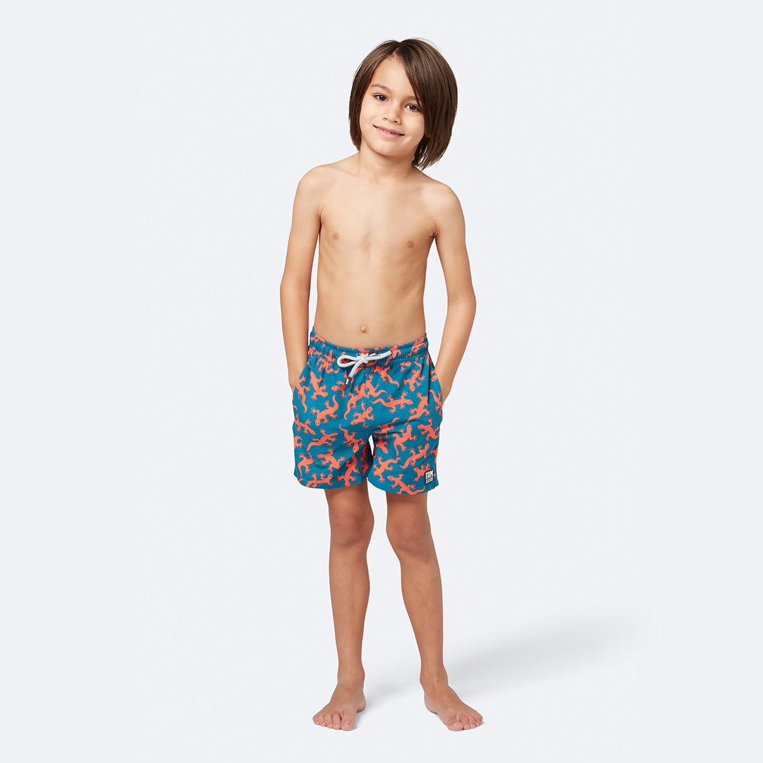 Boys' Swim Shorts | Ink Blue Lizards | Tom & Teddy