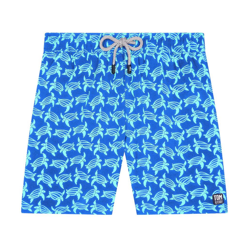 Dark Blue Geo Turtle Classic Swim Shorts