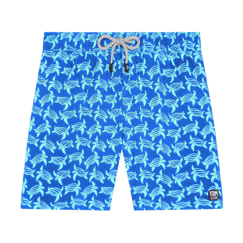 Men's Swim Shorts | Blue & Ice Green Turtles | Tom & Teddy