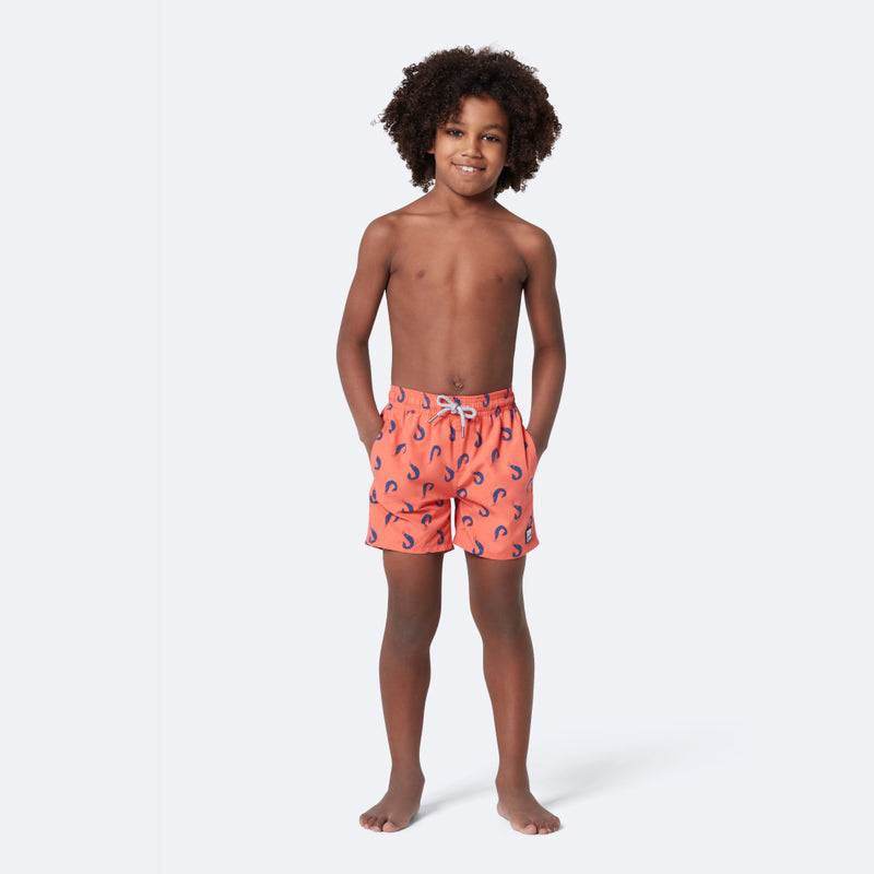 Boys' Swim Shorts | Coral & Blue Shrimp | Tom & Teddy