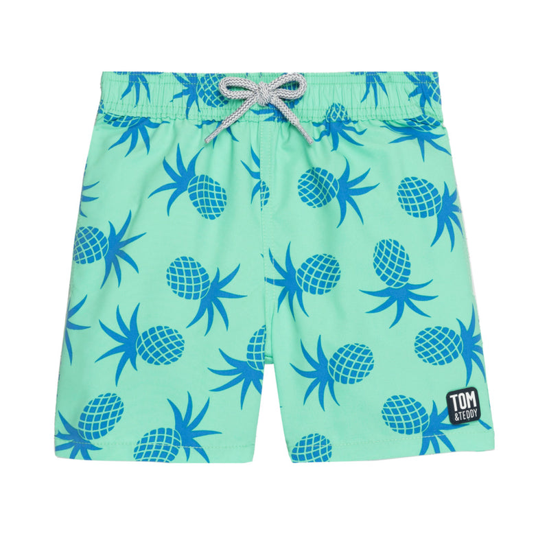Boys Swim Trunks | Jade Green Pineapples | Tom & Teddy